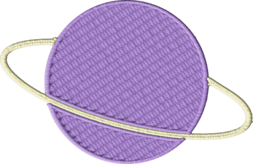 Colorful Embroidered Ringed Planet Design