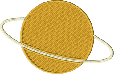Colorful Embroidered Ringed Planet Design