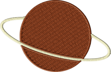 Colorful Embroidered Ringed Planet Design
