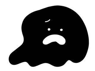 ハロウィンのかわいいおばけ　シルエット　手なし　デフォルメ　困り顔 黒ver.