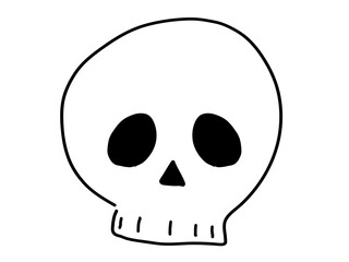 シンプルでかわいいどくろマークのイラスト　白