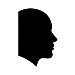 Black silhouette of a human head in profile against a white background, representing a generic individual or concept.