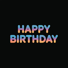 Neon Gradient Happy Birthday Text on Black Background celebration greeting