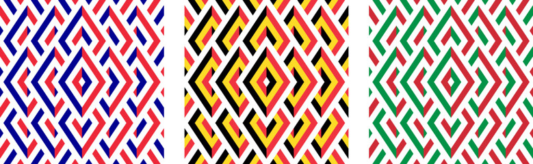 french, belgian and italian flag rhombus pattern. geometric background for decoration and etc. vector illustration