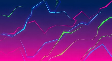 Vibrant neon lines create abstract geometric patterns on a gradient background
