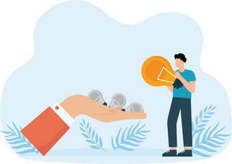 Employees give good ideas to their bosses concept, 

