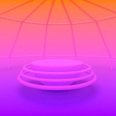 3d rendering Neon Podium Scene