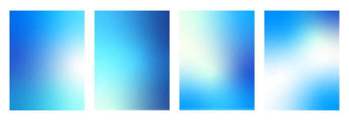 Fototapeta premium Set of blue gradients backgrounds. Vertical winter sky soft textures. Christmas sky abstract prints. Minimal gradation posters backdrops. Vector soft water collection illustration.