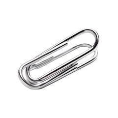 Shiny paperclip on black background, office supplies, stationery concept