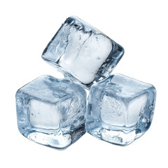 Obraz premium Three ice cubes on black background cold refreshing drink, isolated on a transparent background
