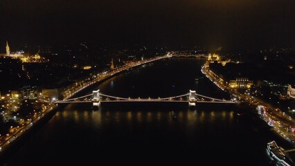 Night view of Budapest, Hungary along the river
