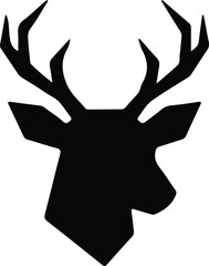 Illustrator Vector Deer head simplified graphic logo design silhouette