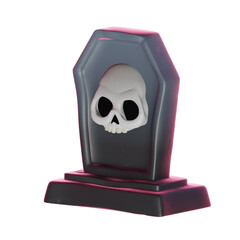 A spooky Halloween tombstone featuring a grinning skull, perfect for decorating haunted houses or...