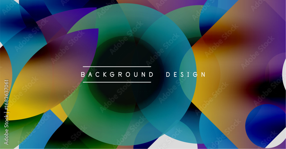 Poster abstract colorful design. overlapping circles create dynamic visual effect. text reads background de