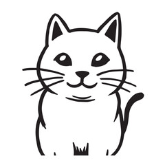 Cat Doodle Black and White Illustration Vector Image Cute Kitten Sketch Line Art Drawing Silhouette