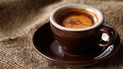 Obraz premium Espresso photography wallpaper HD desktop version, detailed crema and steam texture on dark background, professional coffee aesthetic for digital media