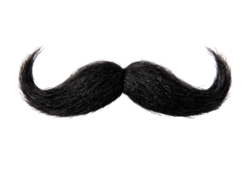 Black handlebar mustache on a black background