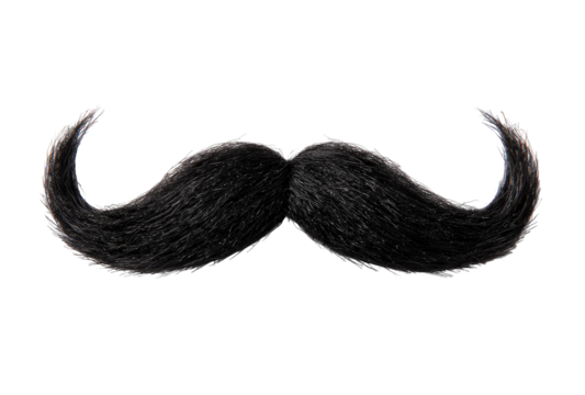 Black handlebar mustache on a black background