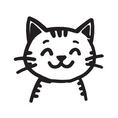 Cat Doodle Black and White Illustration Vector Image Cute Kitten Sketch Line Art Drawing Silhouette