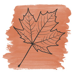 Hand Drawn Maple Leaf Art on Warm Watercolor Background Captures the Essence of Autumn's Beauty and Natural Elegance