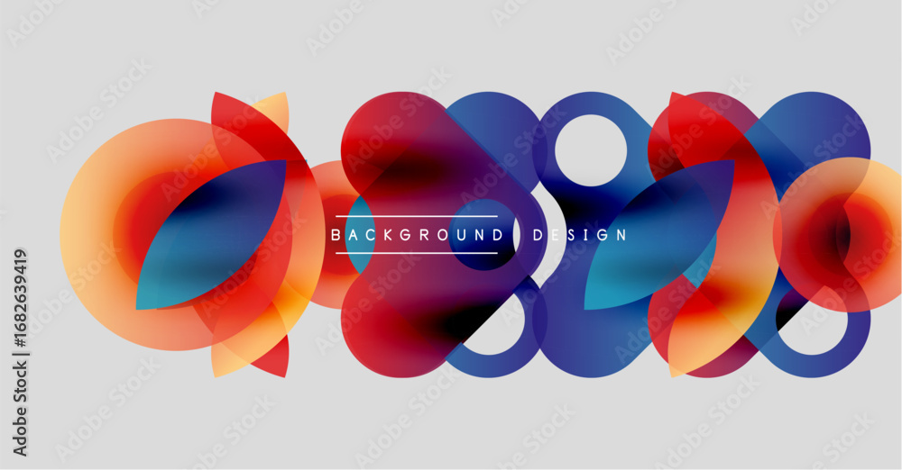 Poster abstract colorful shapes overlap, creating dynamic visual effect. modern design elements present smo
