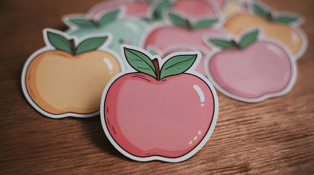 Naklejki Set of apple in 2d sticker