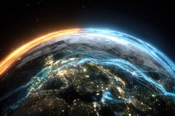 Obraz premium Illuminated globe showcasing global connections