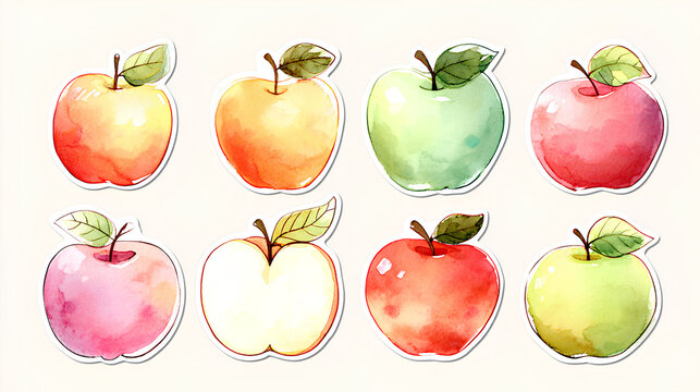 Naklejki Set of apple in 2d sticker