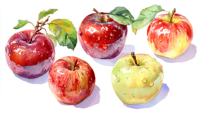 Naklejki Set of apple in 2d sticker