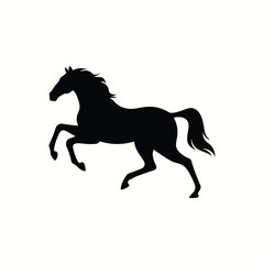 galloping horse silhouette vector, running horse flat design, black horse outline art, wild mustang vector silhouette