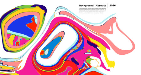 Abstract Psychedelic Brutalism Wave Blob Striped Motion Curves Composition Morphing Amoeba Fluid Shape Background