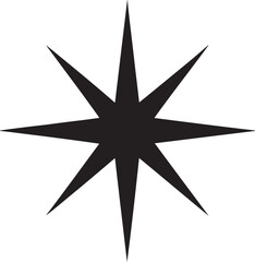 Silhouette sharp spike star with dynamic pointed rays, abstract cosmic and edgy design.