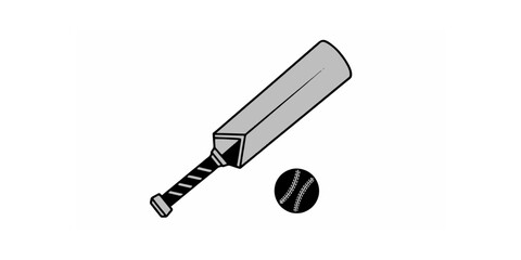 Cricket Equipment Still Life Bat & Ball Illustration for Sports Enthusiasts and Graphic Designers
