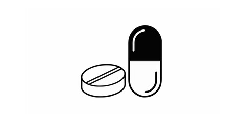 Healthcare and medicine simple vector illustration of a pill and a capsule, symbols for treatment, prescription, and medications