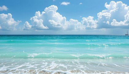 Fototapeta premium mint ocean mist theme with gentle lagoon teal with cloudy mint, soft vertical mint wash, delicate bubble shimmer, wide airy seascape panorama, bright and elegant