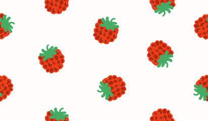 Cute raspberry fruits pattern background vector design