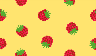 Cute raspberry fruits pattern background vector design