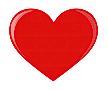 A glossy, vibrant red heart shape (1)