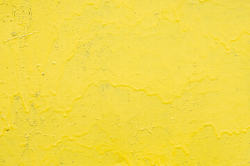 Abstract background. Old metal surface painted with yellow paint.