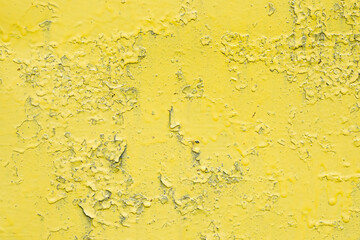 Abstract background. Old metal surface painted with yellow paint.