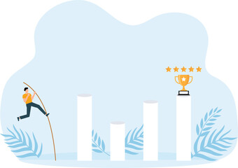 Stair step to trophy and creativity for business concept, 

