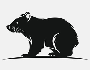 Fototapeta premium Wombat Animal Vector Logo in Black and White, Minimalist and Simple Design, Perfect for Wildlife Branding, Nature Illustration, and Unique Animal Identity 