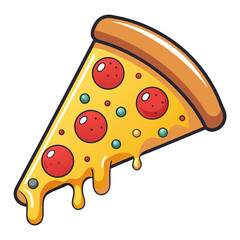 Pizza Slice Illustration &ndash; Flat Cartoon Style