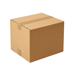 Brown cardboard box for shipping mockups, isolated on transparent background