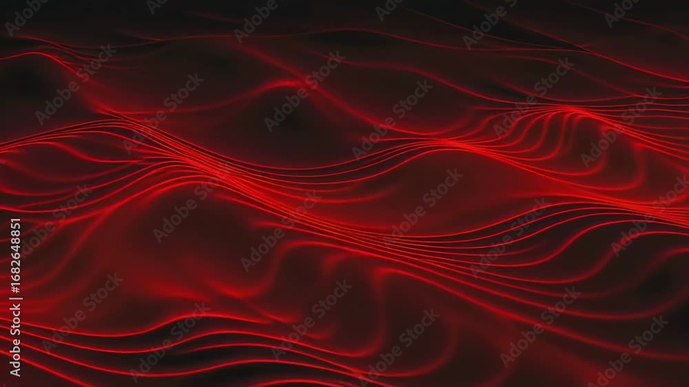Poster red abstract waves background animation flowing glowing lines motion graphics wallpaper design