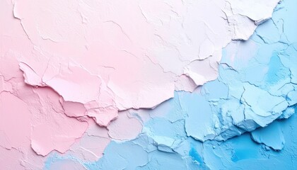 Abstract image showcasing pastel pink and light blue thick textures, resembling a dreamy, artistic backdrop with a gentle gradient transition