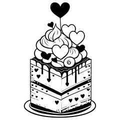 Elegant heart adorned cake drawing for special events is a wonderful visual feast, celebrating