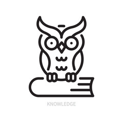 Knowledge line icon. Owl on the book symbol. Learning, education, school, university and intelligence sign. Vector illustration. Flat design. Editable stroke. Isolated on a white background.