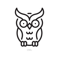 Owl line icon, symbol. Night bird sign. Vector illustration. Flat design. Editable stroke. Isolated on a white background.