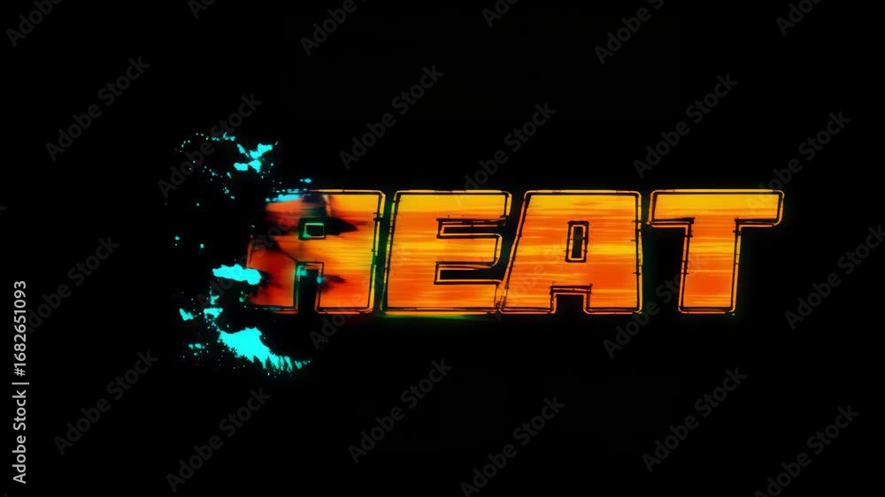 Poster high-definition visuals of bold, glowing text reading 'treat' with a vibrant gradient effect against